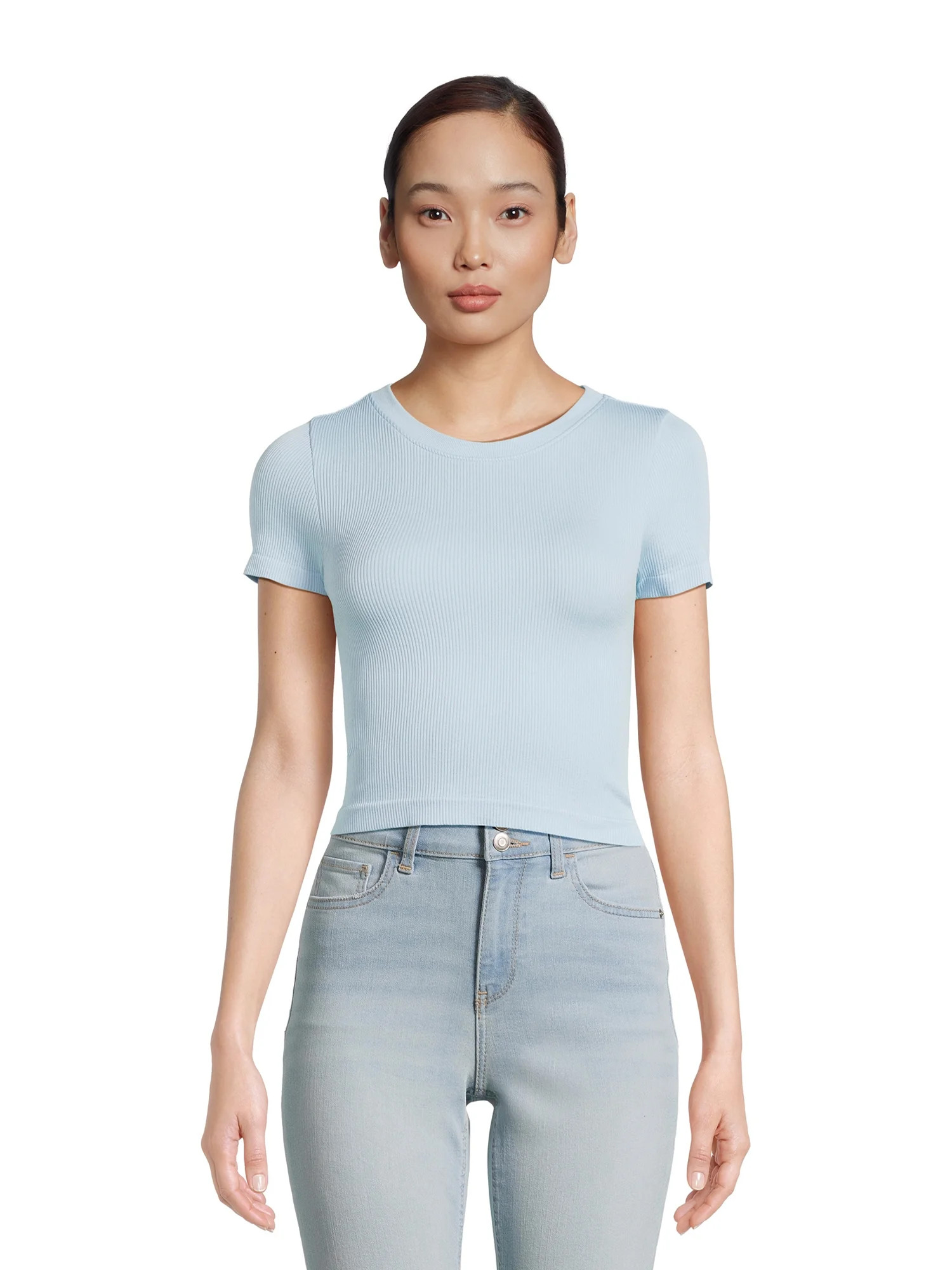 No Boundaries Juniors Seamless Crewneck T-Shirt | Walmart (US)