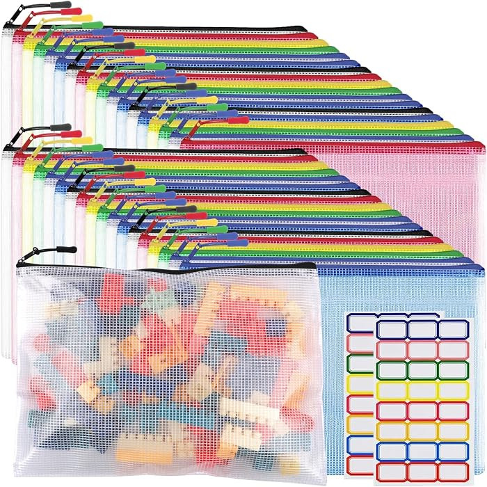 36pcs Large A4 Mesh Zipper Pouch File Bags YOPCDJ Reusable Zippered Pouches for Organizing Classr... | Amazon (US)
