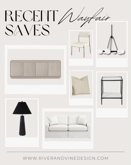 designer favorites, wayfair, recent saves, curated furniture, living room, dining room, bedroom, kitchen table, tv console, new arrivals, slipcovered sofa, black table lamp, black chandelier, look for less, black metal side table, striped throw pillow, boho pillows, contemporary dining chair, white and brass, light oak wood, light wood console

#LTKstyletip #LTKhome #LTKFind