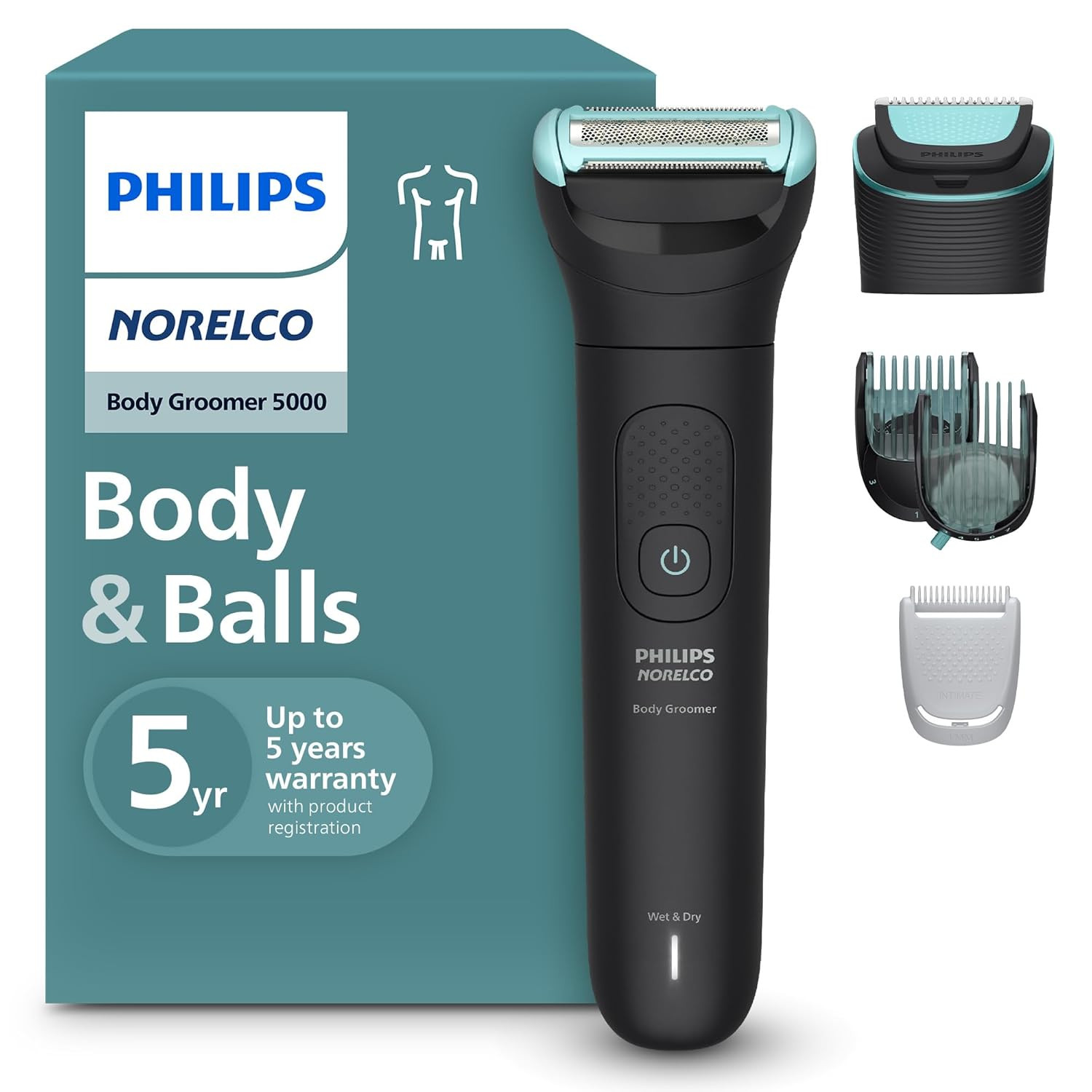 Philips Norelco Body Groomer 5000 Series, Intimate Hair Shaver & Trimmer for Men with Interchange... | Amazon (US)