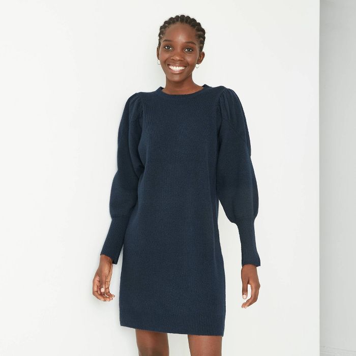 Women's Puff Long Sleeve Sweater Dress - A New Day™ | Target