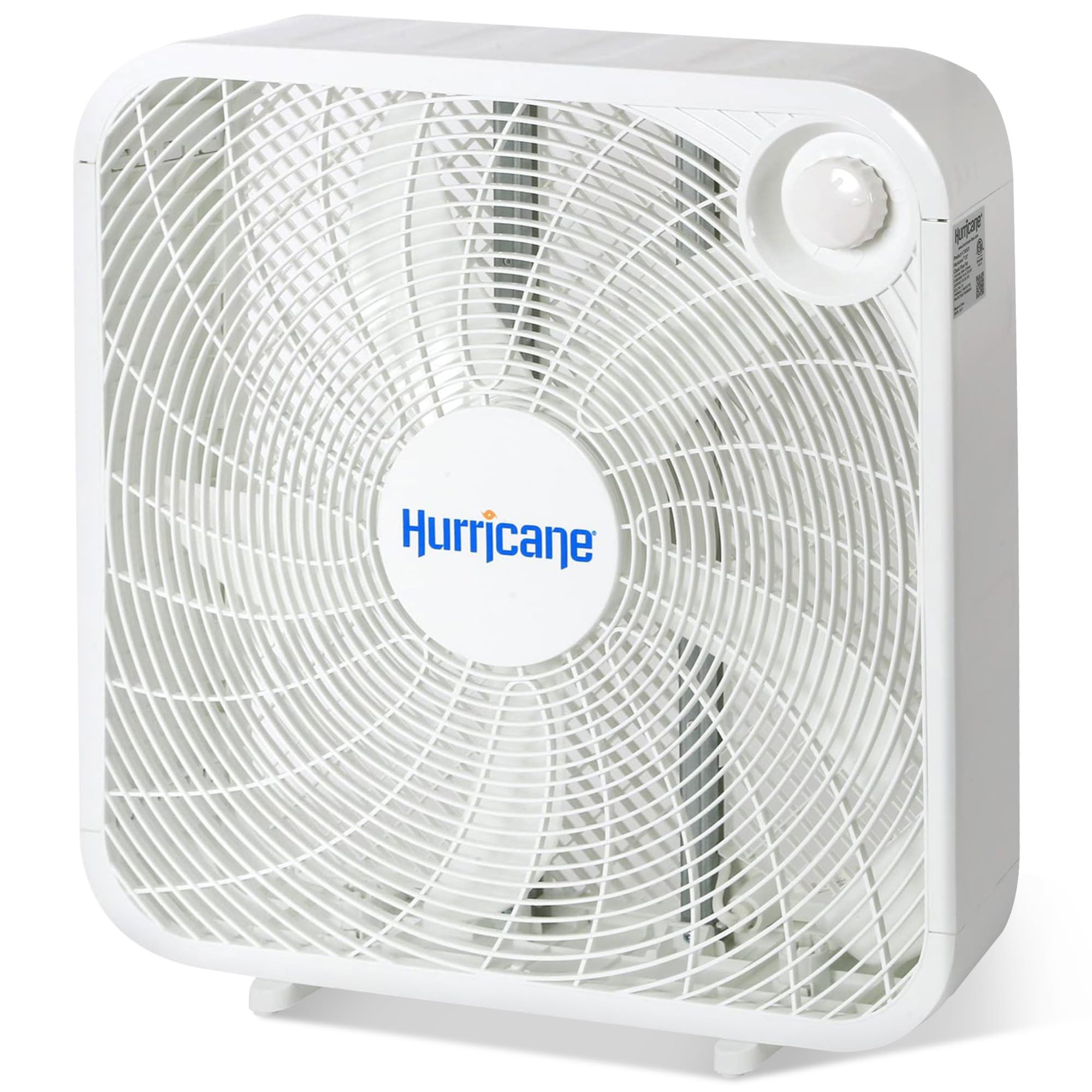 Hurricane Classic Floor Mount Box Fan w/ 3 Quiet Speeds, White, 20" - Corded Portable Electric Ai... | Amazon (US)