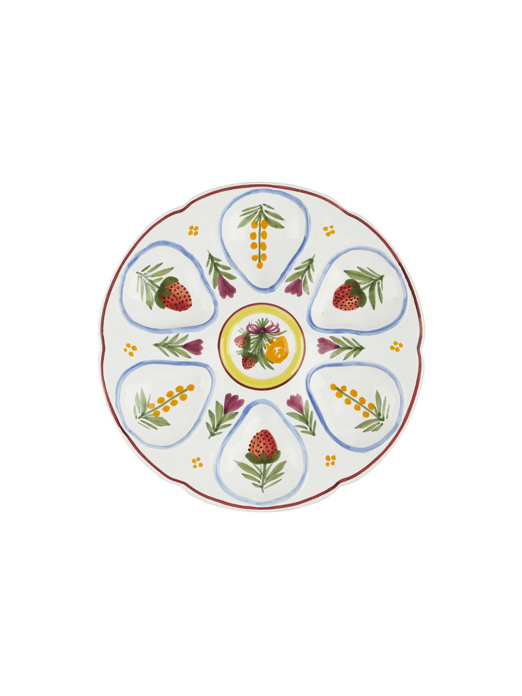 Vintage 1950s Quimper Wild Strawberry Oyster Plate | Weston Table
