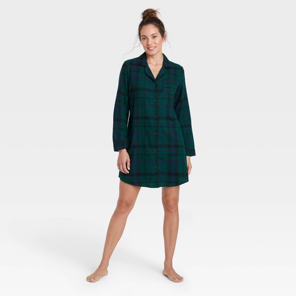 Women's Perfectly Cozy Plaid Flannel Nightgown - Stars Above™ Green | Target