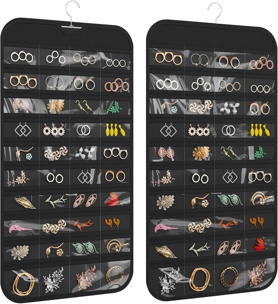 1-Pack Hanging Jewelry Organizer 80-Pocket Dual-sided Jewelry Storage for Jewelry Earring Necklac... | Amazon (US)