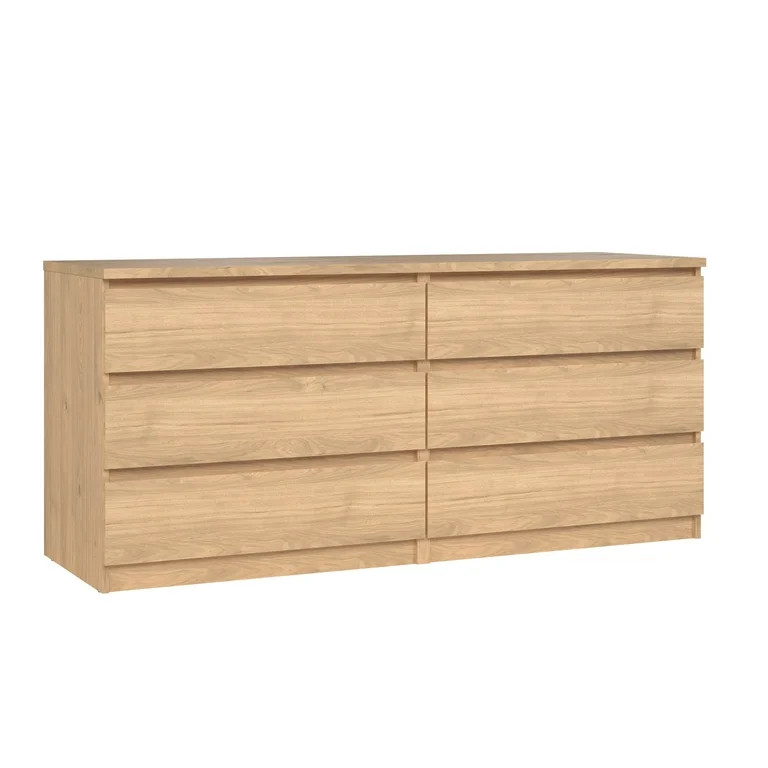 Tvilum Scottsdale 6 Drawer Double Dresser for Adults, Jackson Hickory - Walmart.com | Walmart (US)