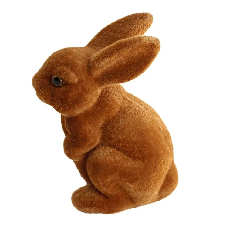Easter Flocked Bunny Decorative Ornament, Grass Rabbit Easter Furry Flocked Bunny Rabbit Miniatur... | Walmart (US)