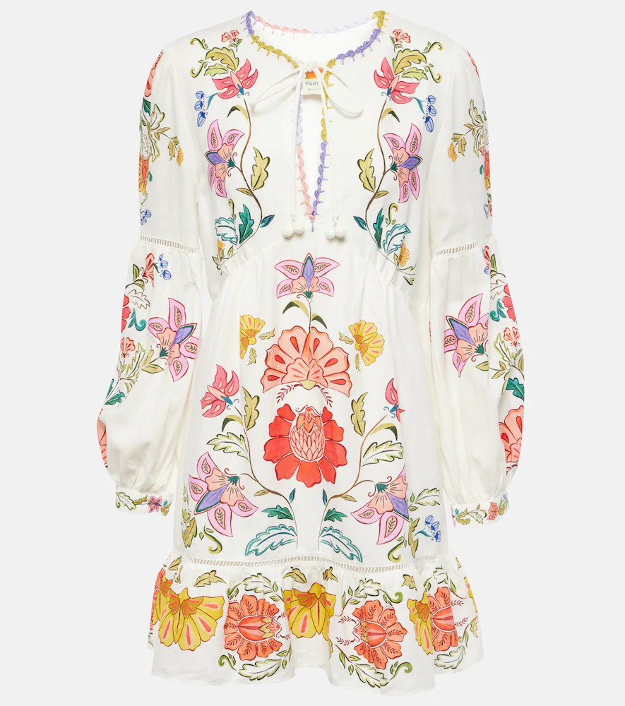 Farm Rio Floral Insects linen-blend minidress | Mytheresa (US/CA)
