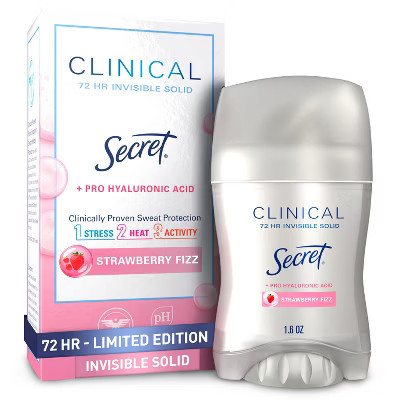 Secret Clinical Strength Invisible Solid Antiperspirant & Deodorant - Strawberry Fizz - 1.6oz | Target