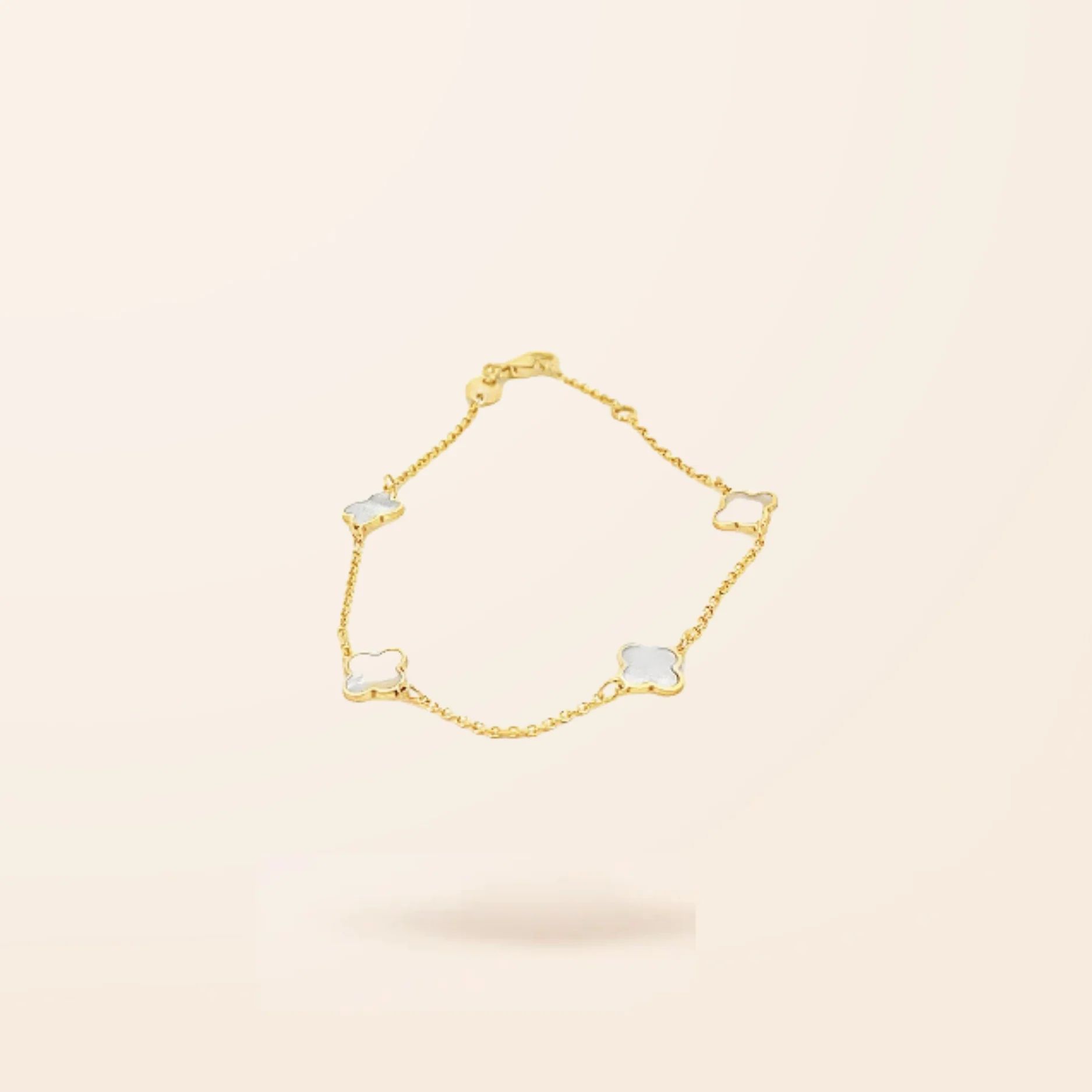 14K Gold Mother of Pearl Clover Bracelet | Van Der Hout Jewelry