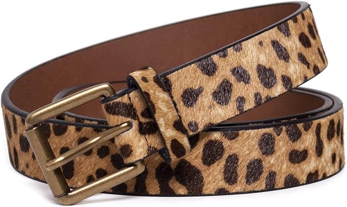 Womens Belts Leopard Print Belt for Women Genuine Leather Waist Belts for Jeans | Amazon (US)