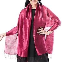 Silk scarf, 'Shimmering Magenta' | NOVICA