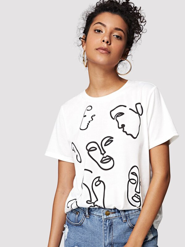 SHEIN Face Print Tee | SHEIN