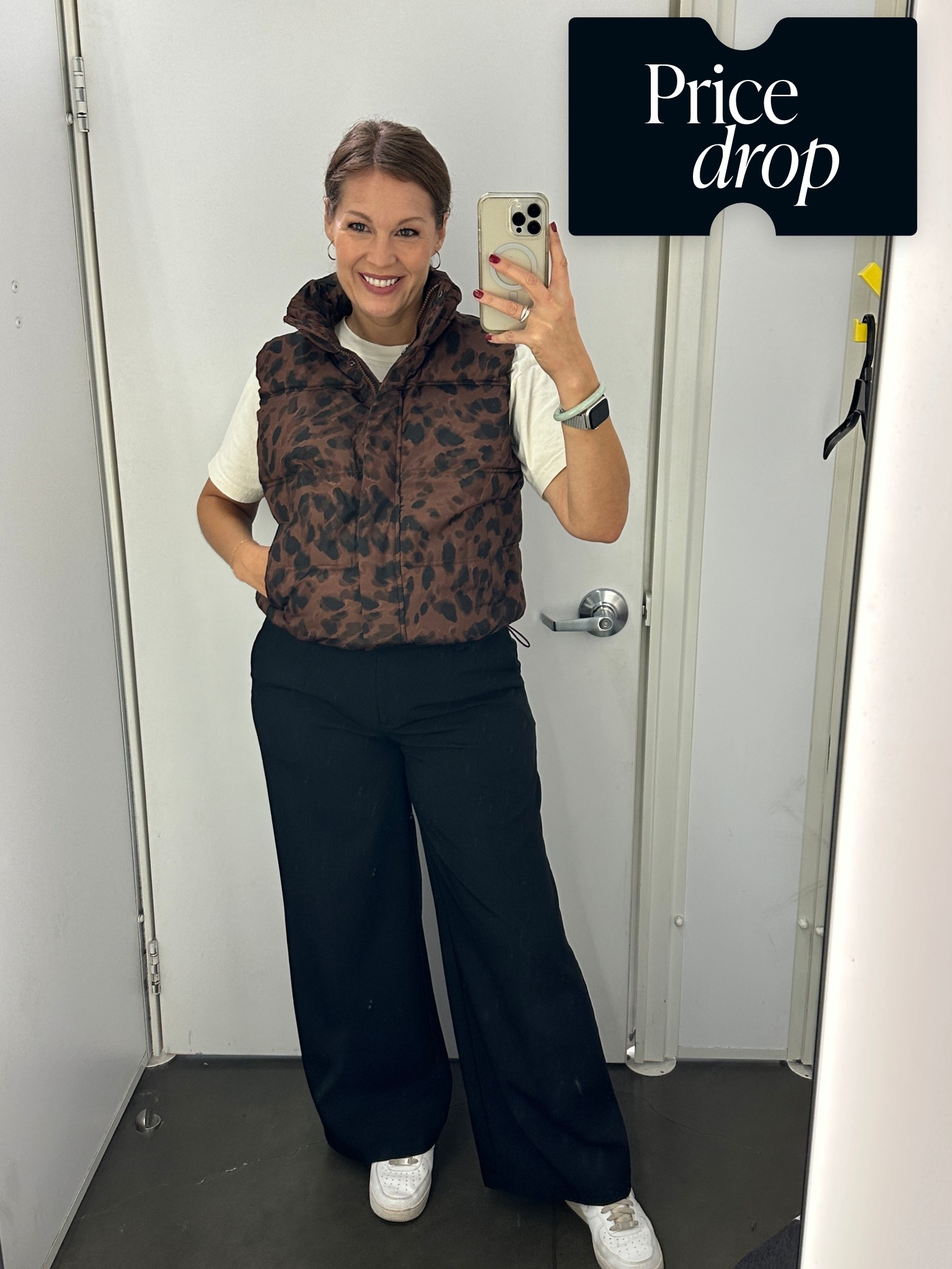 Animal print puffer vest
Black stretch knit pull on wide
Leg pants


#LTKSaleAlert #LTKootd #LTKFindsUnder50