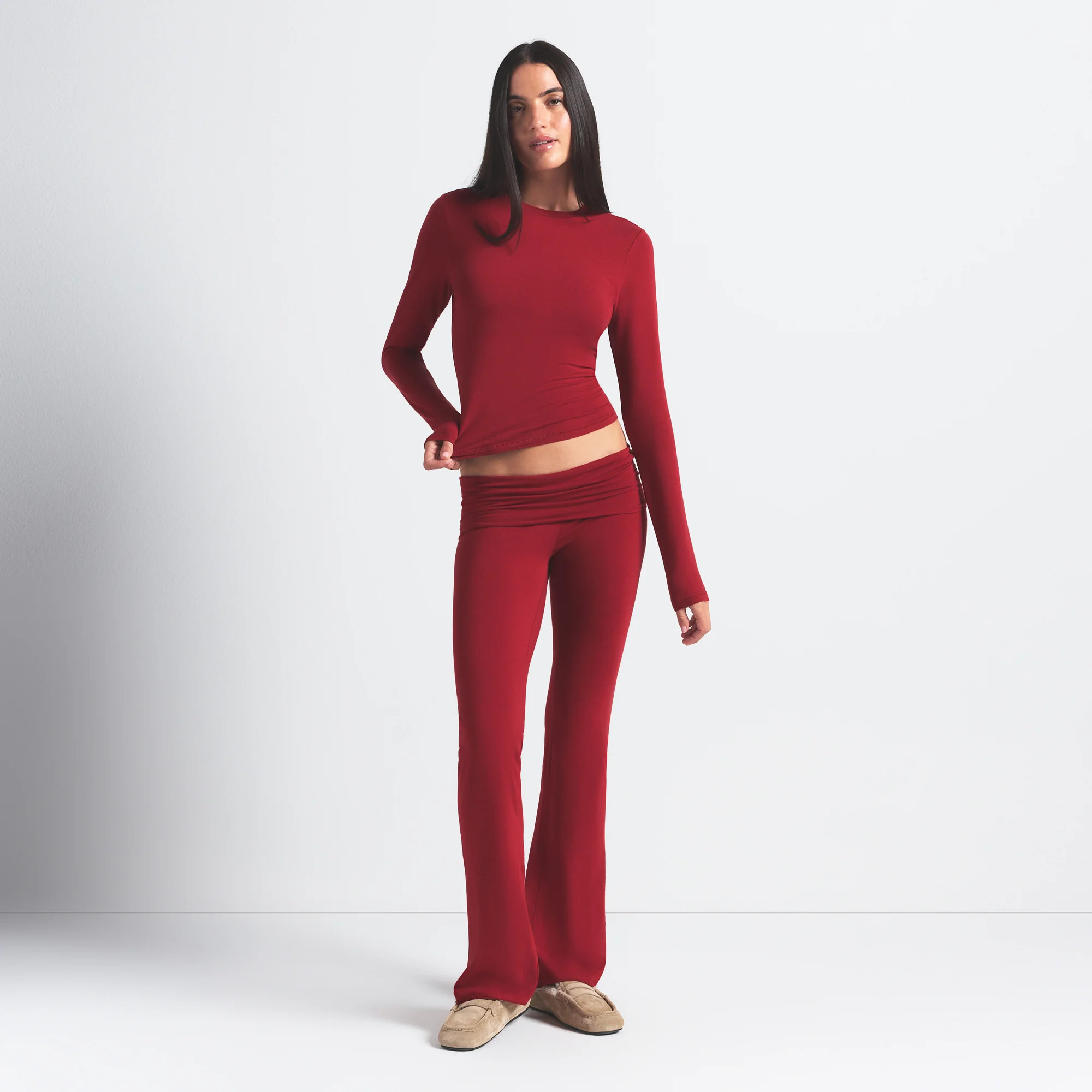 SKIMS Long Sleeve T-Shirt | Red | Medium | Cotton Jersey | SKIMS (US)