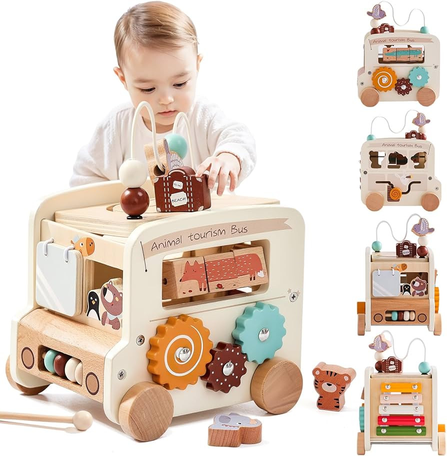 Wooden Activity Cube 8-in-1 Montessori Toys | Multifunctional Early Educational Learning Toys | A... | Amazon (US)