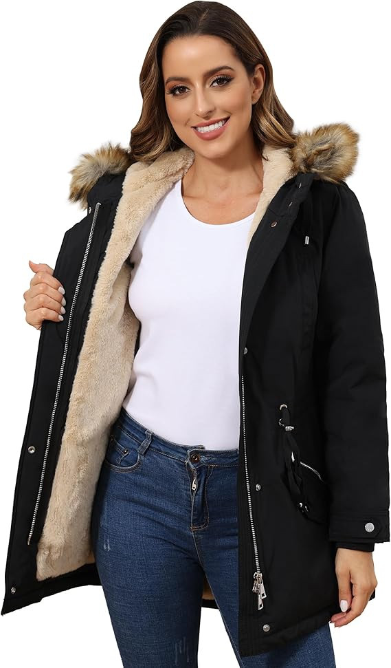 ROYAL MATRIX Women's Winter Coats Fleece Lined Parka Jacket Hooded Long Winter Warm Parka Coat wi... | Amazon (US)