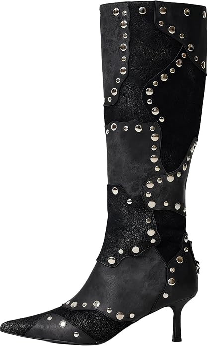 Women's Knee High Boots Pointed Toe Stiletto Heel Side Zip Fashion Boots | Amazon (US)