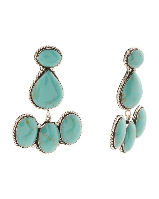 Made In Mexico Sterling Silver Turquoise Statement Earrings | TJ Maxx