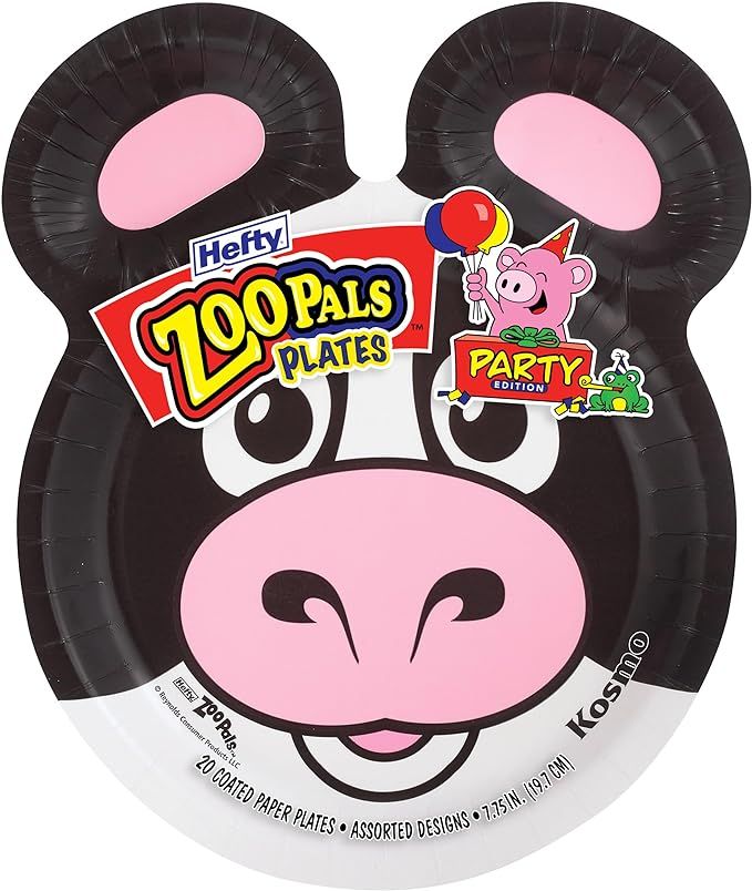 Hefty Zoo Pals Party Edition Paper Plates for Kids, Assorted Animal Designs, 7.75 Inches with Two... | Amazon (US)