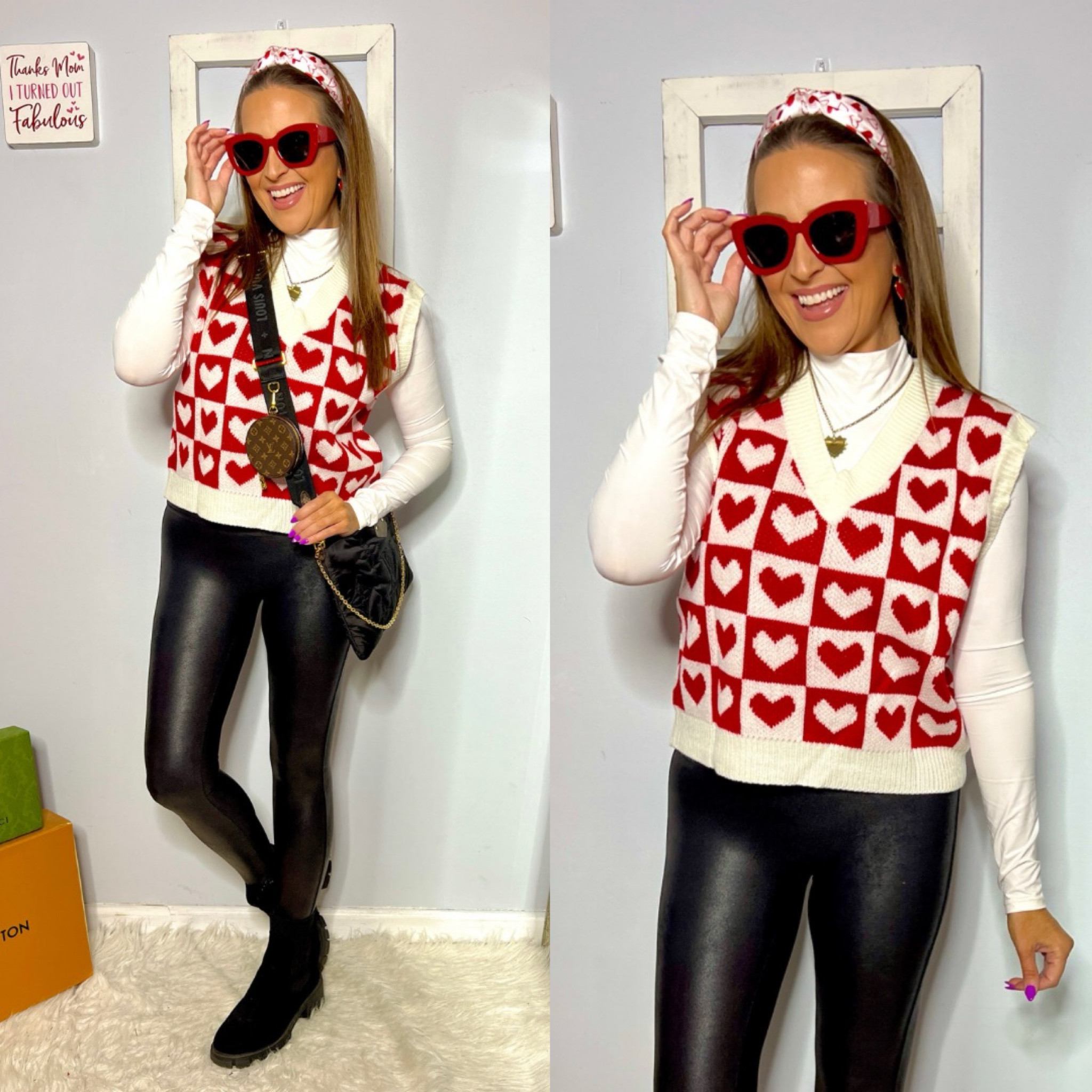 𝐔𝐬𝐞 𝐜𝐨𝐝𝐞 𝐒𝐉𝐋𝐈𝐍𝐙𝟑𝟎𝐀 𝐭𝐨 𝐬𝐚𝐯𝐞 𝟏𝟎% 𝐨𝐧 𝐭𝐡𝐞𝐬𝐞 𝐬𝐮𝐧𝐠𝐥𝐚𝐬𝐬𝐞𝐬 𝐚𝐧𝐝 𝐚𝐥𝐥 𝐨𝐭𝐡𝐞𝐫 𝐒𝐎𝐉𝐎𝐒 𝐠𝐥𝐚𝐬𝐬𝐞𝐬 𝐨𝐧 𝐀𝐦𝐚𝐳𝐨𝐧! #sojospartner

🌟Purse is the same one linked, I just removed the pink pouch 

Vest: Small
Bodysuit: Small
Leggings: Petite Medium

Double lined bodysuit (very comfy, comfy neck - not tight), faux leather leggings, Valentine’s Day outfit, heart sweater vest, valentines accessories, red sunglasses, Chelsea boots, valentines headband, Amazon fashion finds, amazon must haves, Walmart fashion finds, Walmart must haves 

#LTKSeasonal #LTKfindsunder100 #LTKstyletip