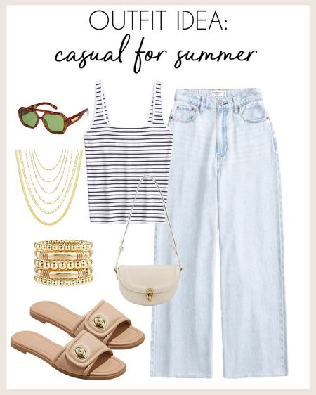 Casual but cute summer outfit idea!

#summerstyle

Elevated casual summer outfit. Wide leg jeans. Striped tuckable tank. Target sandals  

#LTKStyleTip #LTKFindsUnder100 #LTKSeasonal