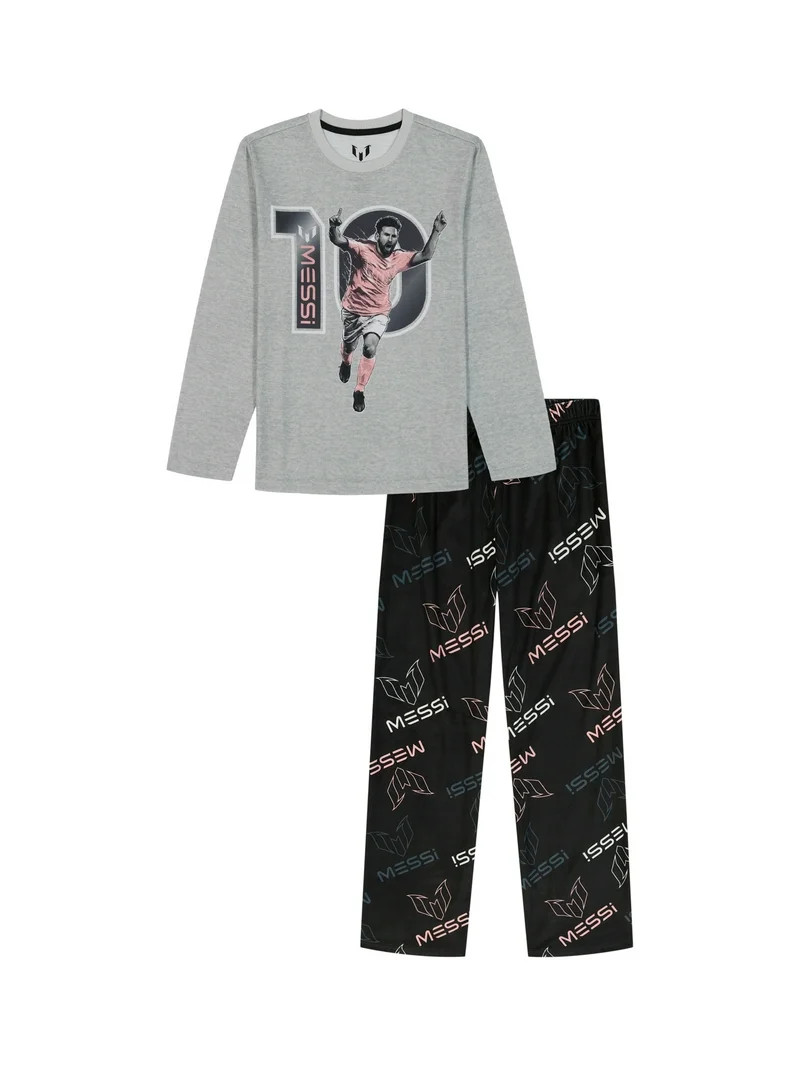Messi Boys Long Sleeve Top and Pants Pajama Set, 2-Piece, Sizes 4-12 | Walmart (US)