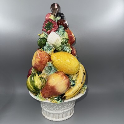 Vtg Italian Hand Painted Majolica Ceramic Fruit & Veg Topiary Centerpiece 13.5” | eBay | eBay US