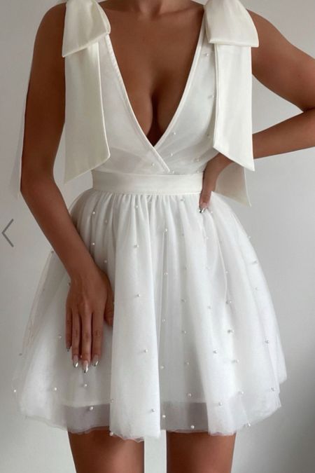 Super cute pearl detail on this dress makes it the perfect bridal shower or engagement party dress!

#LTKWedding