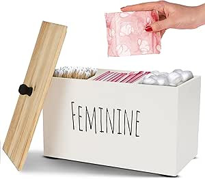 Bliss by Home Tampon Holder Storage for Bathroom, Feminine Wood Container Box, Women Product Orga... | Amazon (US)