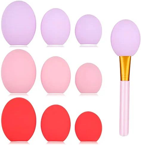 9 Pieces Makeup Brush Covers Travel Makeup Brush Organizer Holder Silicone Cosmetic Brush Guard C... | Amazon (US)