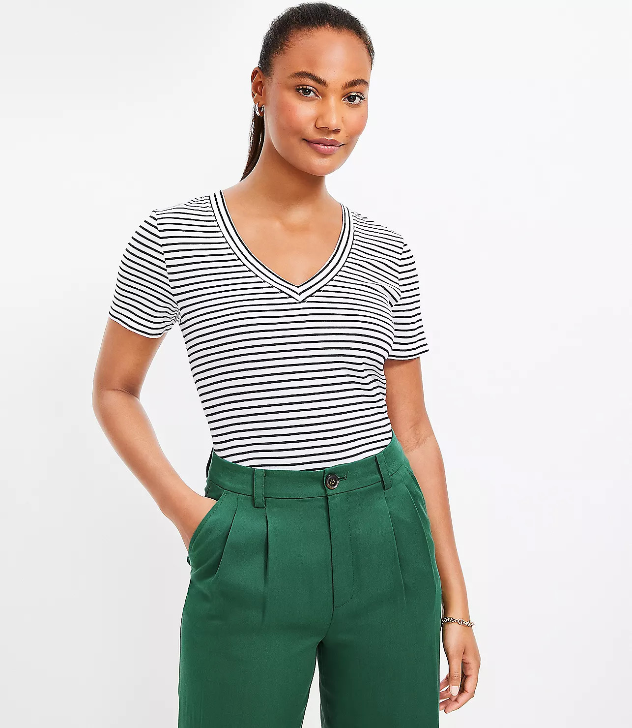Striped Everyday V-Neck Tee | LOFT