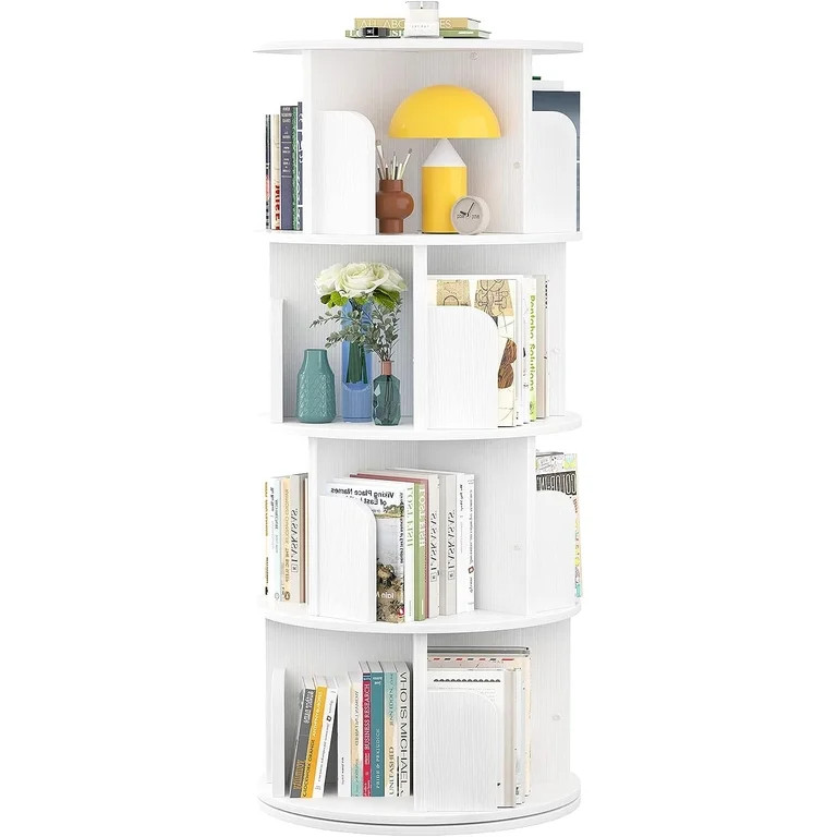 Homieasy Rotating Bookshelf, Small Corner Bookshelf for Small Space, 360 Display 4 Tier Floor Sta... | Walmart (US)
