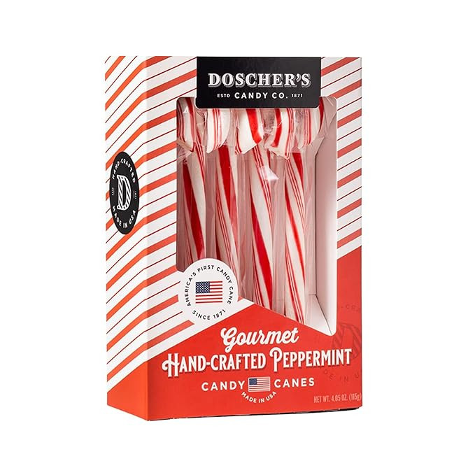 Doscher's Gourmet Hand Crafted Peppermint Candy Canes 5ct Box | Amazon (US)