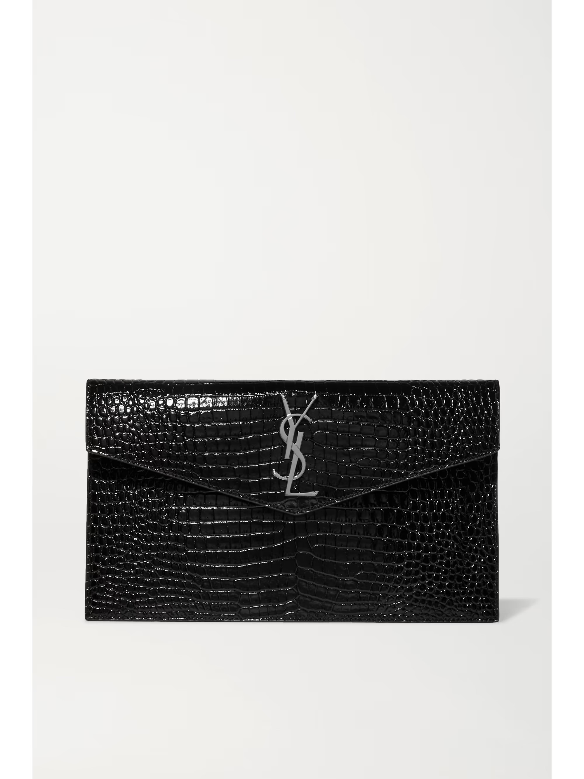 Uptown croc-effect patent-leather pouch | NET-A-PORTER (UK & EU)