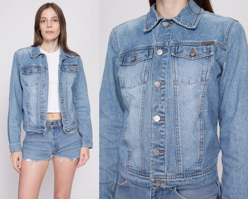 Small Vintage Calvin Klein Jean Jacket 90s Y2K Light Wash - Etsy | Etsy (US)