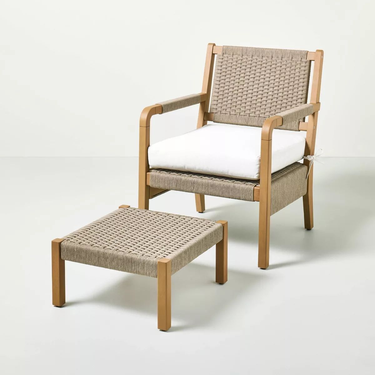 Wood & Rope Outdoor Patio Chair & Ottoman - Hearth & Hand™ with Magnolia | Target