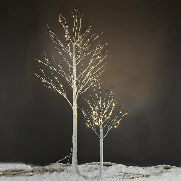 SEVENTH 4FT 6FT White Birch Tree Set, Christmas Trees with White Lights, Premium PVC Frame Artifi... | Walmart (US)