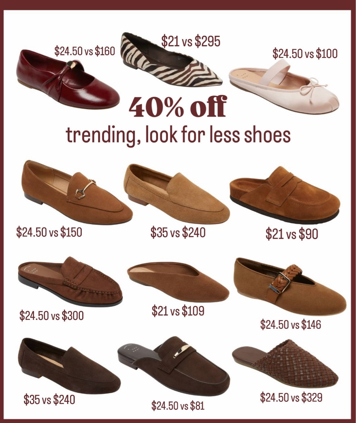 Targets look for less shoes for Fall! All on sale for 40% off!!

#LTKootd #LTKSaleAlert #LTKOver40