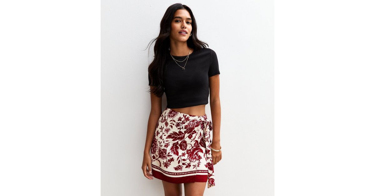 Red Floral Print Sarong Mini Skirt | New Look | New Look (UK)