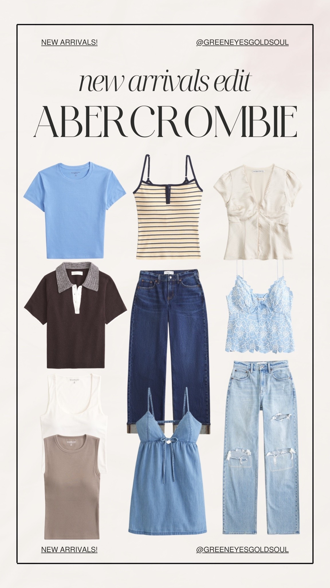 Abercrombie new arrivals edit 🌿

Sharing some of my favorite new spring pieces from Abercrombie — cute tops, easy denim, and everyday staples that are perfect for warm weather outfits. Loving the soft blues and neutrals this season. Everything is linked in my LTK!

Abercrombie new arrivals, Abercrombie spring outfits, Abercrombie denim, Abercrombie tops, Abercrombie fashion, springs outfits, spring fashion, casual outfits, everyday outfits, denim outfits, neutral outfits, casual spring style 

#LTKSeasonal #LTKootd #LTKU