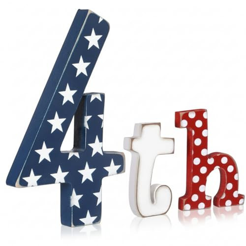 Simgoing 3 Pcs 4th of July Table Decoration Patriotic 250th Anniversary Wooden Letters Tiered Tray Decor Red White and Blue Decorations Independence Day Table Signs for Home Party Gifts | Amazon (US)