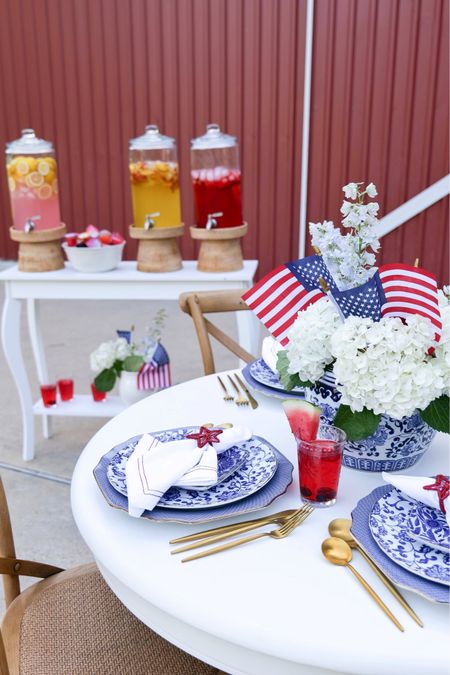 The 4th of July is the perfect time to get creative and throw together a tablescape that celebrates the spirit of America and the spirit of your creativity. To get started, incorporate the colors of the American Flag (red, white, and blue) into your design. Utilize rustic elements like natural wood, mason jars, and burlap to add texture and charm. Create a centerpiece with festive decorations like stars, stripes, and fireworks to really bring the spirit of the Fourth of July to life.

#LTKHome #LTKSeasonal #LTKParties