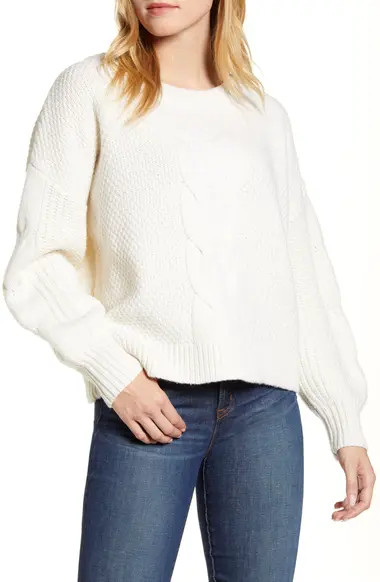 Cable Knit Balloon Sleeve Sweater | Nordstrom