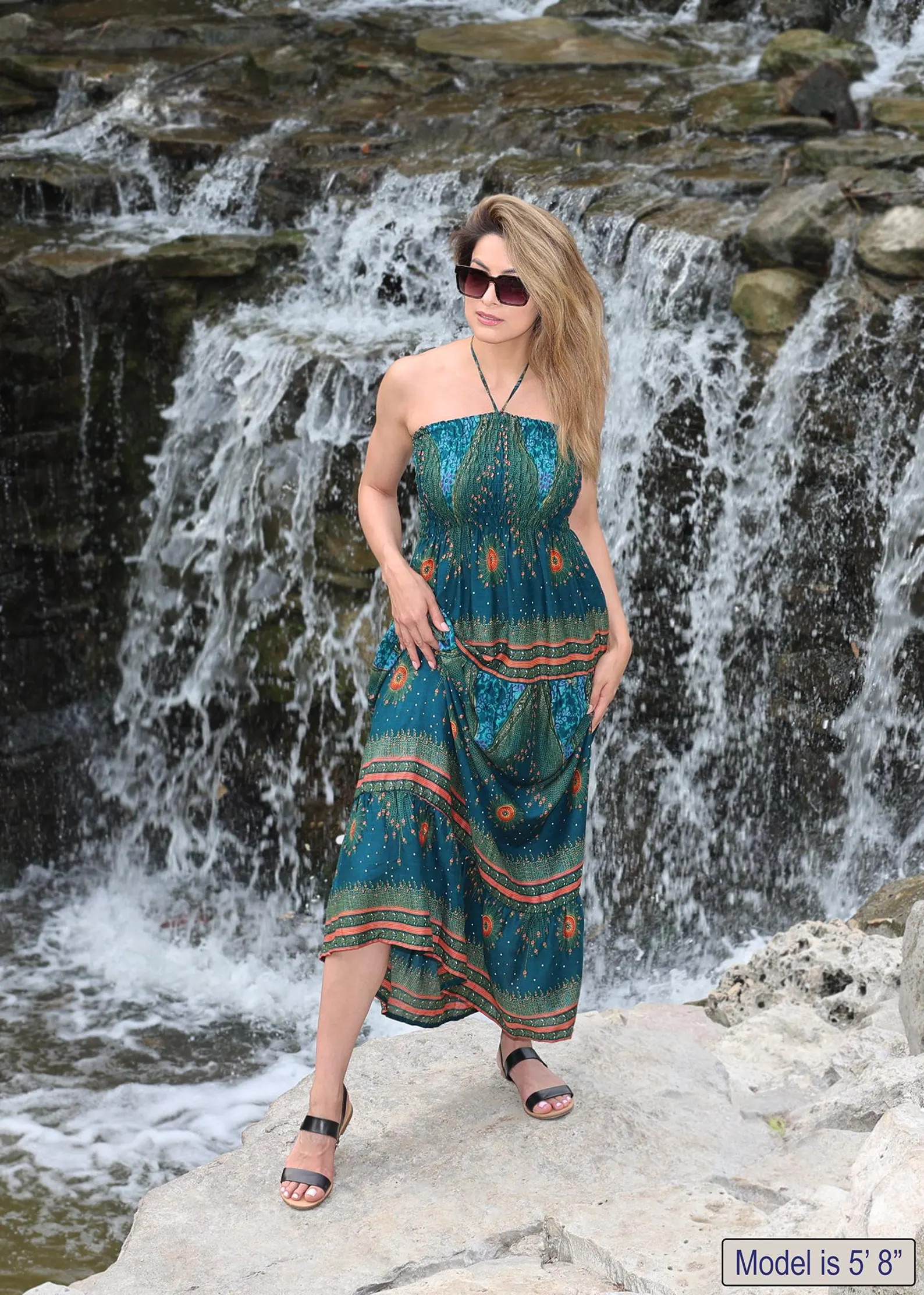 Women's Bold Boho Vacation Maxi Dress | Emerald Green, Casual Summer Sundress | Etsy (Global)