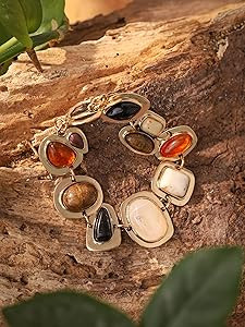 MINACHI Geometric Metal Stone Bracelets, Trendy Personality Jewelry for Women | Amazon (US)