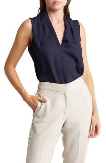 Renee C Solid V-Neck Sleeveless Top in Navy at Nordstrom Rack, Size X-Small | Nordstrom Rack