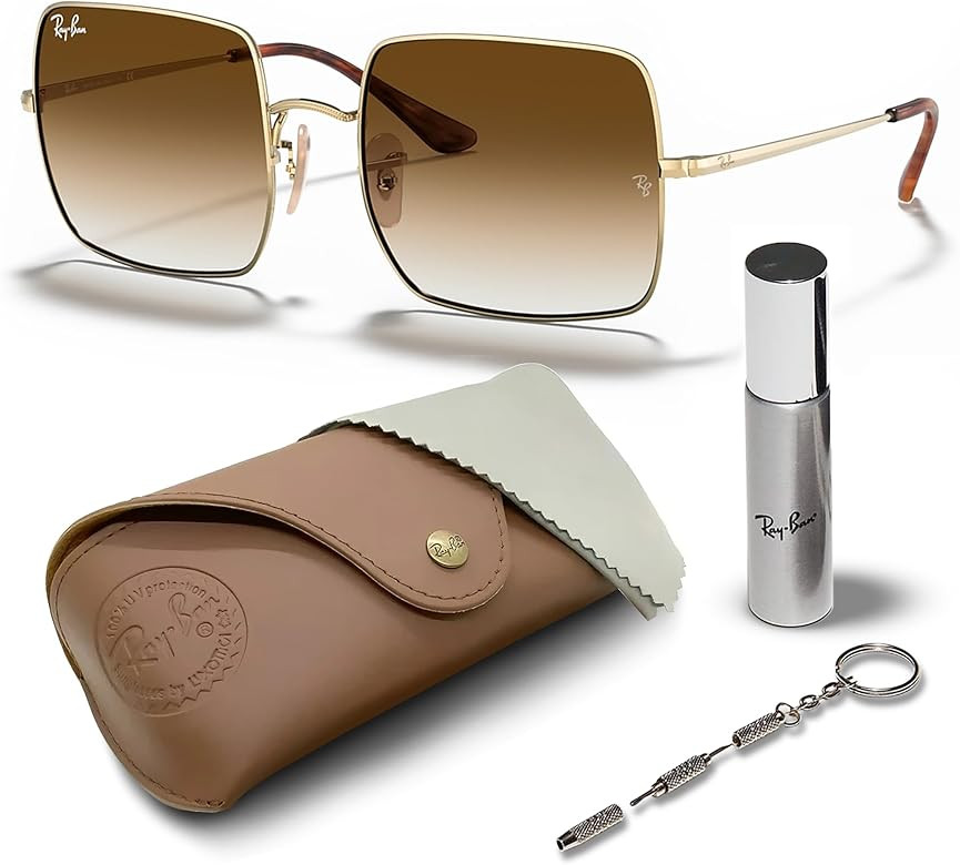 Ray-Ban RB1971 Square 1971 Classic Sunglasses for Men and Women With Eyewear Kit Bundle - Timeles... | Amazon (US)