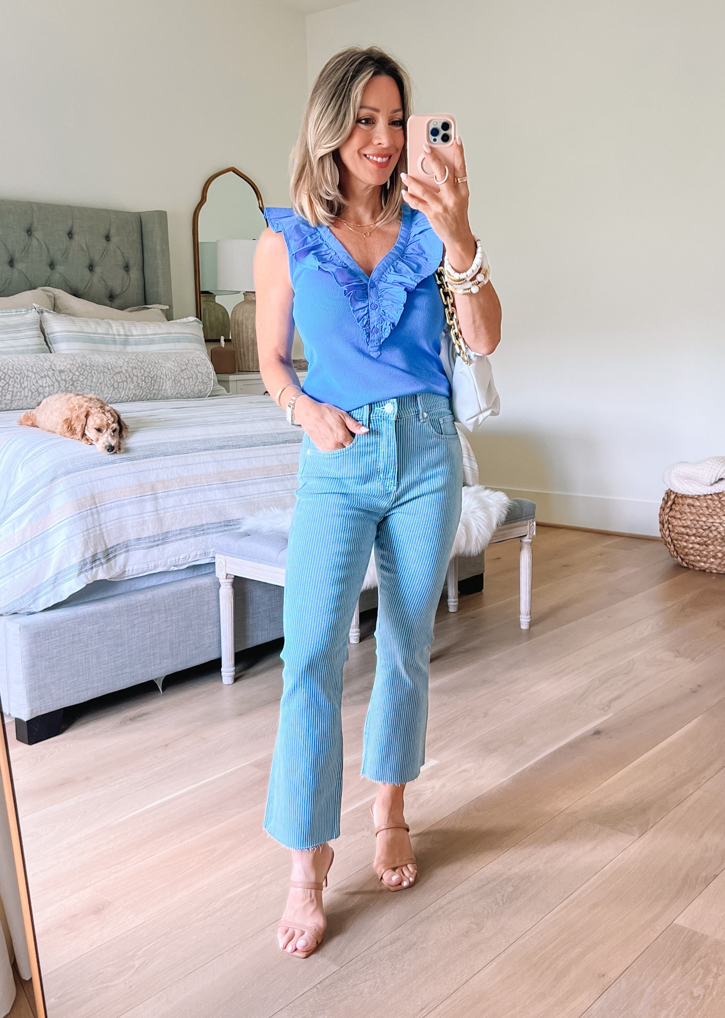 Top • Striped Jeans • Heels • White Bag • White Bracelets

Top Fit : I’m wearing an XS
Jeans Fit: I’m wearing 25P

Loft Style, Summer Style, Easy Summer Looks, Affordable Fashion

#LTKFind #LTKSeasonal #LTKstyletip