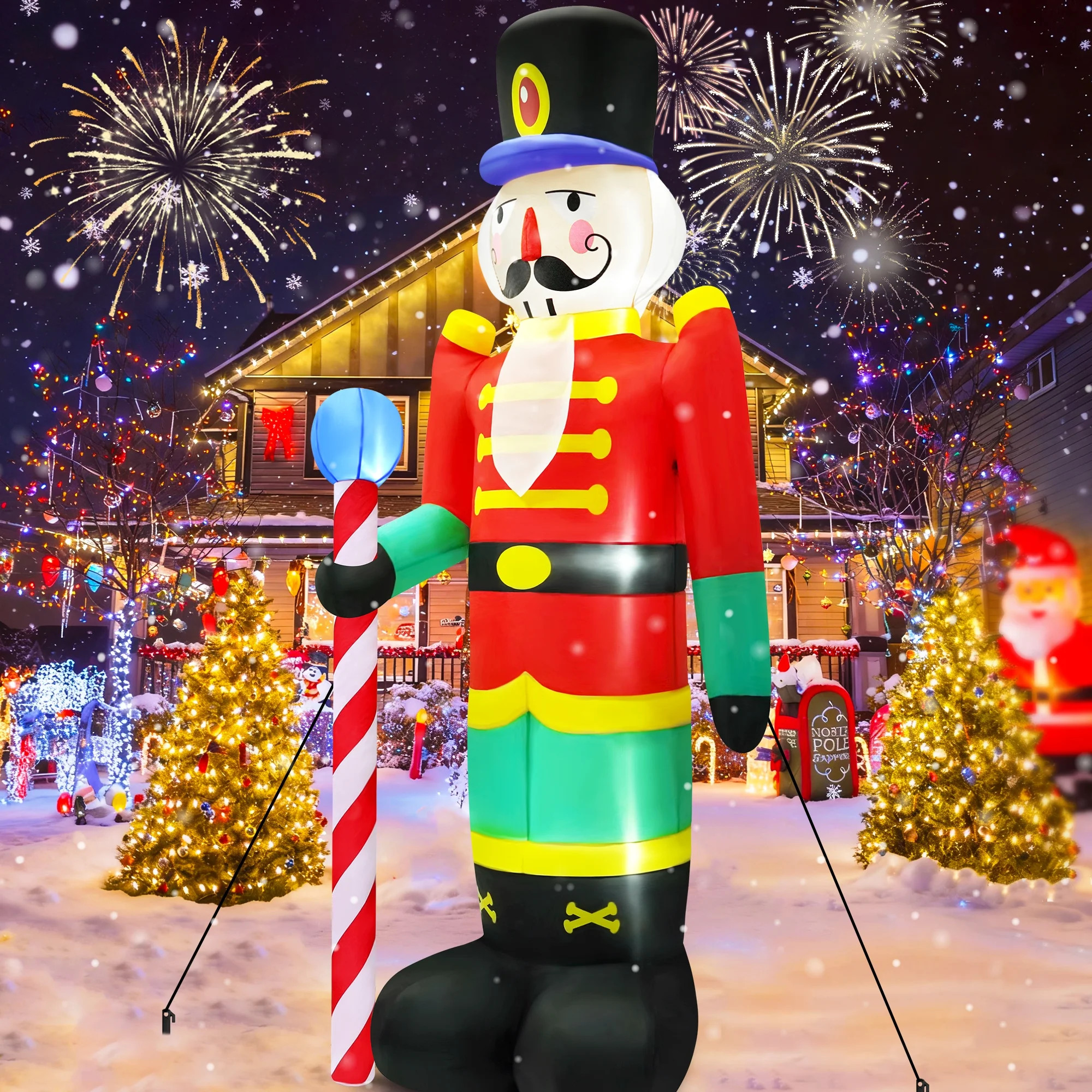 Yexmas 8FT Christmas Inflatable Nutcracker Soldier Outdoor Decor with Large Blow Up Soldier with ... | Walmart (US)